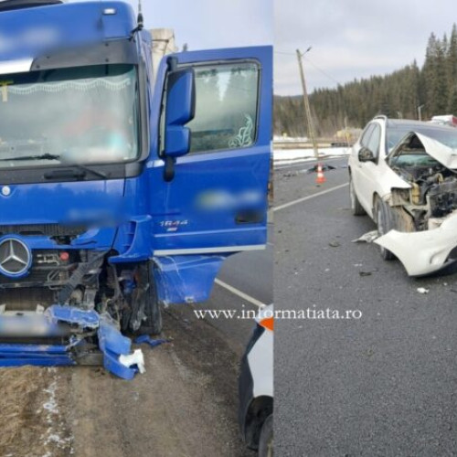 Trei răniți în urma accidentului dintre un tir și un autoturism