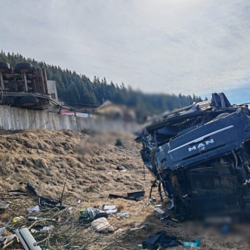 Tir accidentat la Iacobeni din cauza unei defectiuni la frâne